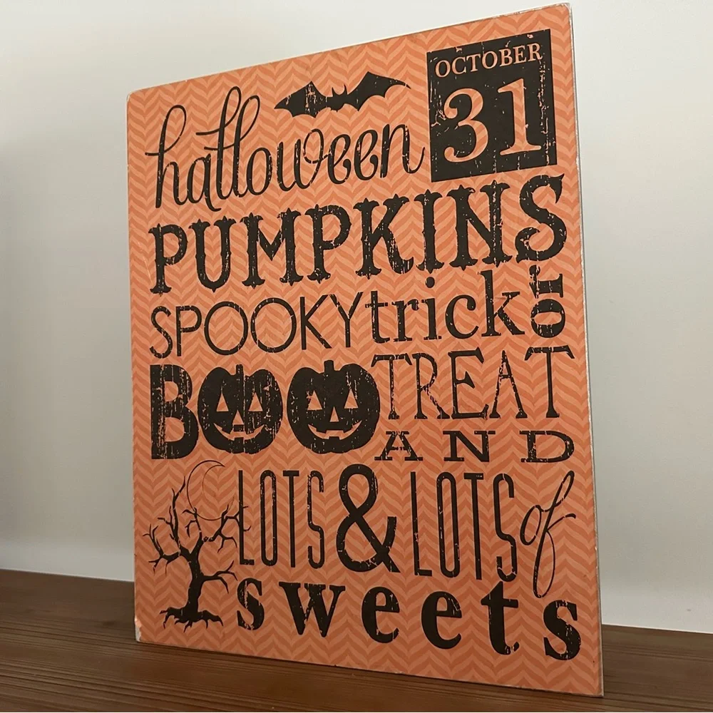 Halloween Decor Bundle Set of 2 Wood Signs - Pumpkins, Trick or Treat, Spooky